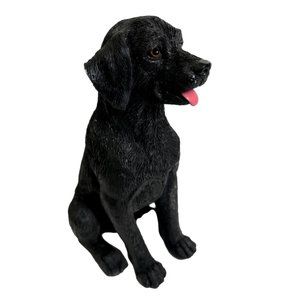 Black Labrador Retriever Sitting Dog Figurine